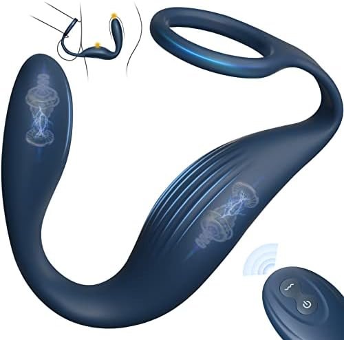 Anal Sex Toys Men Prostate Massager Anal Vibrator With Penis Ring, 180° Flexible & Wearable Couple Vibrator Remote Control Vibrating Anal Butt Plug, 10 Modes Anal Dildo Adult Couples Sex Toy For Men
