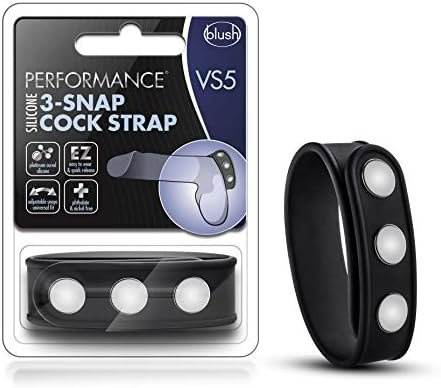 Blush Performance - Puria Silicone 3 Snap Classic Adjustable Cock Ring Strap - Rugged Stainless Steel Nickel Free Hardware - Universal Fit - Male Penis Enhancing Sex Toy For Men - Black