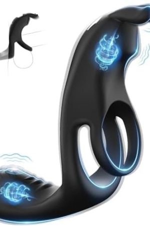 Vibrating Cock Ring Sex Toys - 3 In 1 Penis Ring Couple Vibrator Clitoris & Perineum Stimulator With Rabbit Ears & 10 Vibration Modes, Adult Sex Toys & Games Massager For Men Erection Training