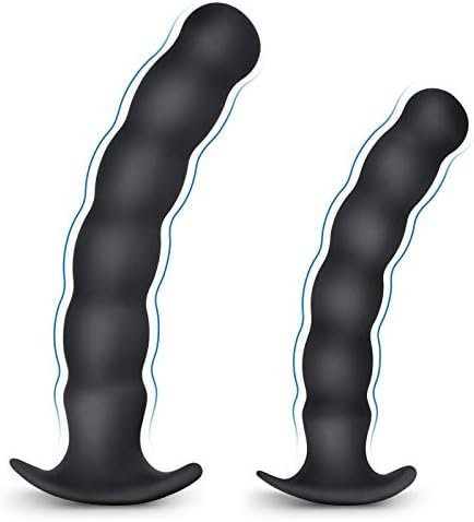 Anal Plug Trainer Kit, Pack Of 2 Silicone Butt Plug Training Set Thread Anal Beads With Narrow Flared Base Adult Sex Toy For Men Women