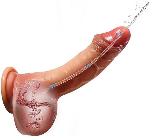 Realistic Squirting Dildo For Women - 8.3'' Soft Silicone Ejaculating Dildos With Strong Suction Cup For Hands Free Play, G-Spot Anal Prostate Adult Sex Toys For Women Men Couple Pleasure