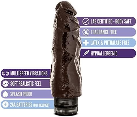 Blush Dr Skin Vibe 8 - Real Feel Realistic 9.75 Inch Long Vibrating Dildo - 1.75 Inch Thick - Ipx7 Waterproof - Soft Body Safe Multi Speed Bendable Vibrator - Adult Sex Toy For Women Men - Chocolate - Image 2