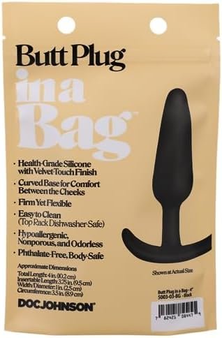 Butt Plug In A Bag, 4 Inch Adult Toy Tapered Tip For Easy Insertion, Warms To Body Temperature, Easy To Use, Body Safe Silicone, Odorless, Phthalate Free (Black) - Image 2