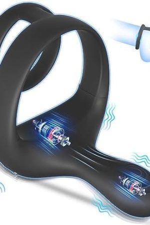 Vibrating Cock Ring Taint Stimulator, Silicone Pleasure Penis Ring Vibrator Couples Adult Sex Toys For Men, Dual Motors 9 Vibrations Remote Control Male Couple Sex Toy, Cock Rings Vibrators For Men