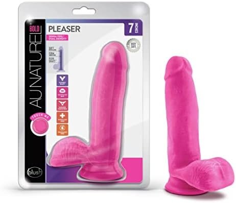 Blush Bold Pleaser - 7 Inch Ultra Soft Realistic Sensa Feel Dual Density Dildo - Flexishaft For A Firmer Erection - Strapon Friendly Suction Cup For Hands Free Play - Sex Toy For Women Men - Pink