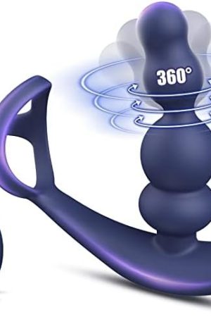 Anal Plug Prostate Massager, 360 ยฐ Rotation Anal Beads Mens Vibrator, Vibrating Cock Ring Male Sex Toys With Remote Control