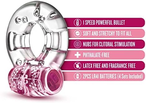 Play With Me By Blush - Arouser Vibrating C Ring Stretchy - Glows In The Dark - Reusable, Includes 4 Sets Of Batteries - Soft Clitoris Stimulating Ticklers - Sexual Enhancer Sex Toy For Men, Couples - Image 2