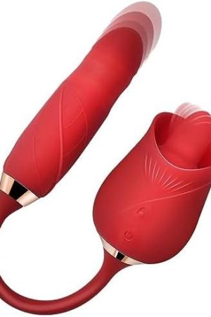 Rose Sex Toy Vibrator For Women Clitoral Tongue Licking And Insertion Dildo Vibrator 10 Speed Modes Adult Sex Toys For Couples G-Spot Vibrator Clitoral Nipple Massager To Stimulate Pleasure