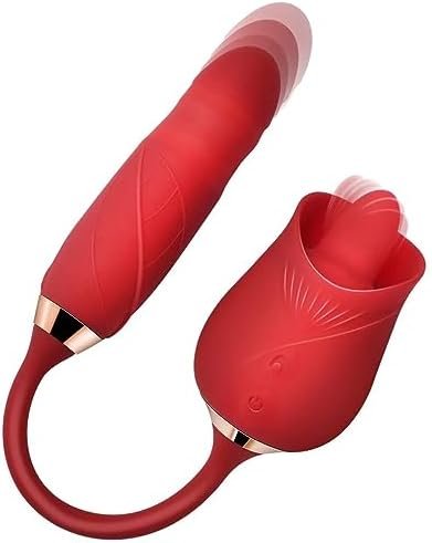 Rose Sex Toy Vibrator For Women Clitoral Tongue Licking And Insertion Dildo Vibrator 10 Speed Modes Adult Sex Toys For Couples G-Spot Vibrator Clitoral Nipple Massager To Stimulate Pleasure