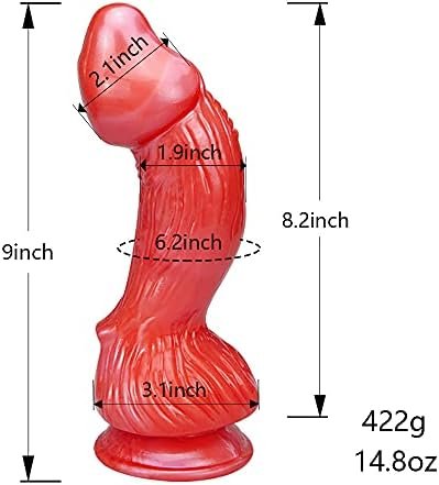 Women'S Big Anal Dragon Dildo With Curved Shaft, 9 Inch Xl Large Monster Thick Penis With Suction Cup For Hands-Free Play Men Gay Prostate Fat Fantasy Dildo Red - Image 2