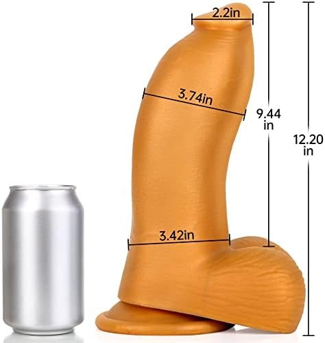 Realistic Dildo With Powerful Sucker Base, Liquid Silicone Thick Dildo Penis Soft Skin-Friendly G-Spot Giant Dildo With Thick And Rough Testicle Base (S) - Image 2