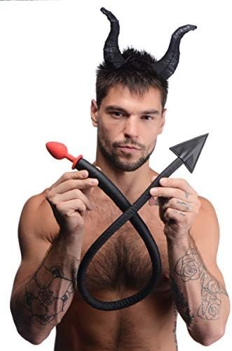 Tailz Devil Butt Plug Tail And Horns Set, Silicone Plug Tail And Devil Horns Set For Men, Women, Adult Couples, Tapered Anal Plug And Horn Headband, One Size, Red, And Black, 1 Devil Set - Image 3