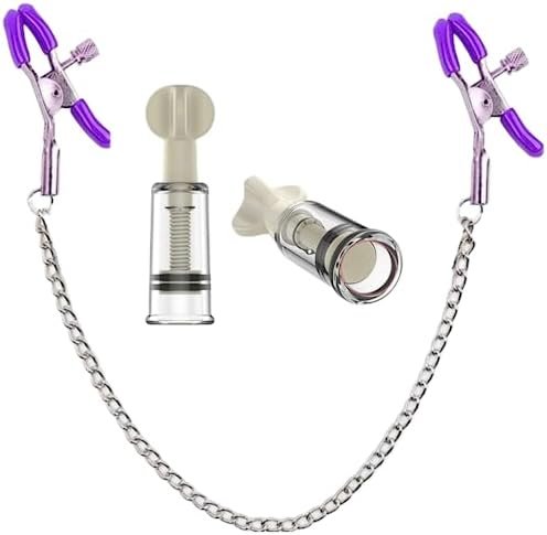 Nipple Suckers Whit Nipple Clamps With Adjustable Pressure Breast Clamps Stainless Steel Non Piercing Nipple Rings Decorative Clip Adult For Women Men Sex Toys(Purple) - Image 3