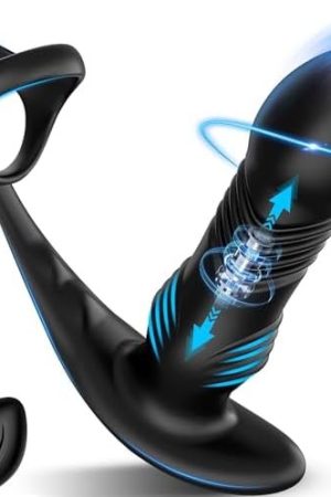 Thrusting Anal Vibrator Prostate Massager With 2 Vibrating Cock Ring, App & Remote Control Anal Plug With 10 Thrusting & Vibrating Modes, Dildo Butt Plug Sex Toys For Men And Couple Pleasure