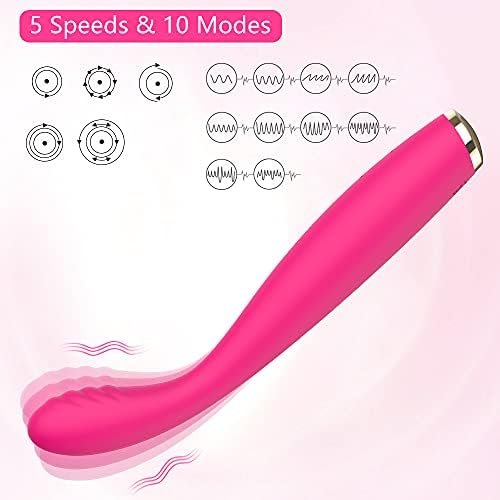 Rose Vibrator, High-Frequency G Spot Clitoris Vibrator With 5 Speeds & 10 Modes - Adorime Powerful Clitoral Stimulator, Vibrating Massager Wand For Women For Sex, Pink - Image 2