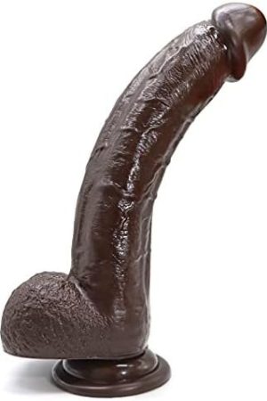 9.25 Inch Realistic Silicone Anal Dildo Adult Sex Toys For Women, G Spot Stimulator With Strong Suction Cup For Hands-Free Play, Body-Safe Material Curved Shaft And Balls Lifelike Flexible (Brown)