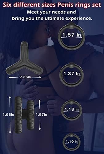 Silicone Penis Rings Set, Evyleen 6 Different Sizes Cock Rings For Erection Enhancing, Long Lasting Stronger Men Sex Toy, Strechy Medicial Safe Adult Sex Toys & Games Black - Image 3