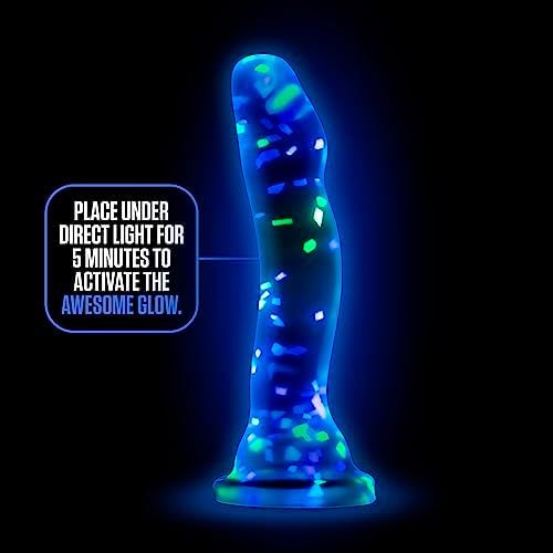Blush Neo Elite Purio™ Silicone Glow In The Dark Dildo - 7.5 Inch Clear Dildo With Fun Confetti - Thoughtful Curves For G Spot & P Spot Pleasure - Silky Smooth Non Pourous Waterproof - Adult Sex Toy - Image 3