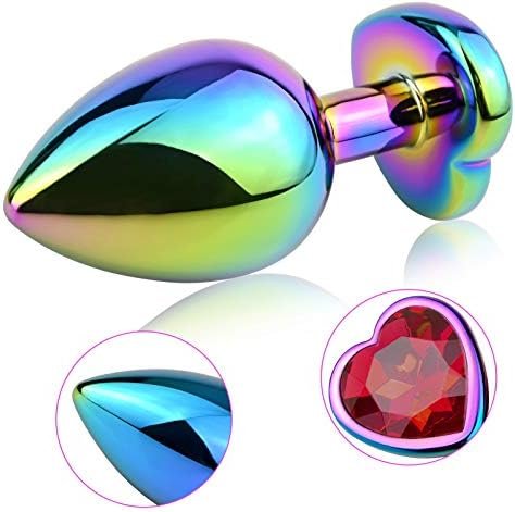Anal Plugs 3Pcs Anal Trainer Set Colorful Metal Butt Plug Heart Shape Jewelry Anal Sex Toys For Beginners Advanced Users Sex Factory (Dark Purple) - Image 2