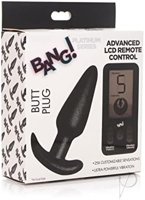 Bang| Platinum Series 25X Vibrating Anal Plug With Lcd Remote For Women, Men, & Couples, Prostate Massager Adult Toy, Easy To Clean Recharge, Premium Silicone Butt Plug, Powerful Vibration, Black