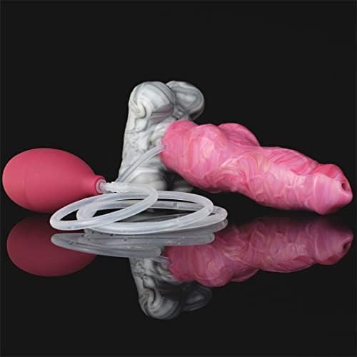 Frrdei Squirting Realistic Dildo Smaller Size 6.9Inch, Ejaculation G Spot Dog Dildo Silicone Animal Dildo Wolf Canine Anal Sex Toys With Suction Base - Red Grey, 1.0 Count