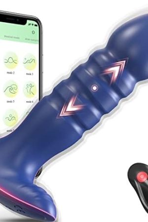 Anal Plug Vibrator With App Control Sex Toy For Men Women - Prostate Massager With 7 Thrusting & Vibrating Modes Adult Anal Vibrator Butt Stimulator Plug For Male Female