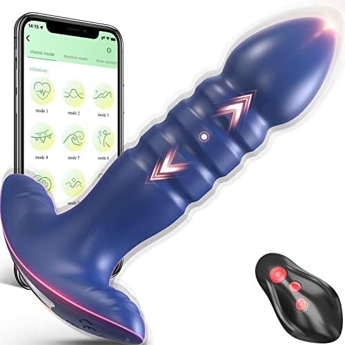 Anal Plug Vibrator With App Control Sex Toy For Men Women - Prostate Massager With 7 Thrusting & Vibrating Modes Adult Anal Vibrator Butt Stimulator Plug For Male Female