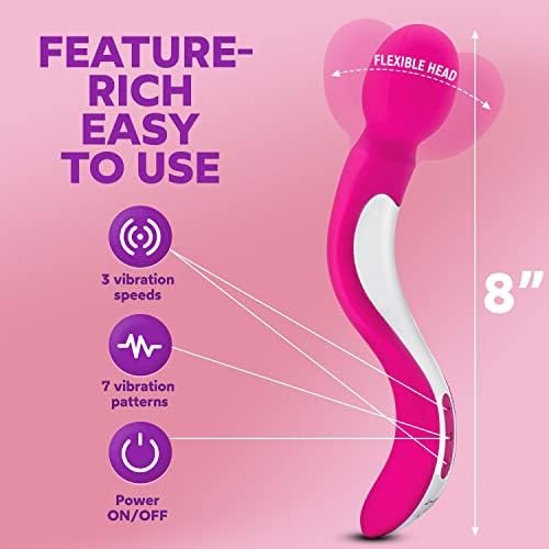 Lulu 8 Powerful Handheld Electric Back Massager For Women - Strong Personal Magic Massage For Sports Recovery, Muscle Aches, & Body Pain - 7 Patterns & 3 Speeds - Black - Image 2