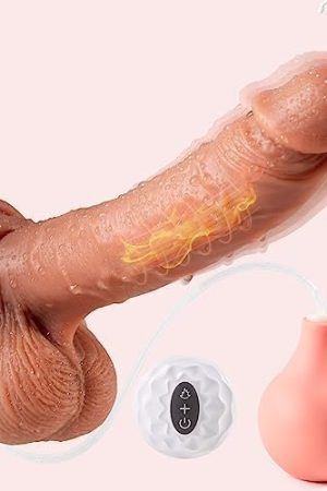 9'' Silicone Vibrating Squirting Dildo With Remote Control 7 Vibration Modes, Realistic Ejaculating Penis Adult Sex Toy With Enema Bulb & Strong Suction Cup For Women G-Spot And Anal Prostate Play