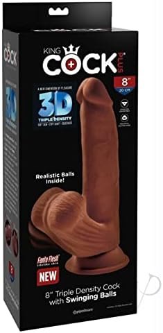 King Cock Plus 8" Triple Density Cock W/Swinging Balls - Brown