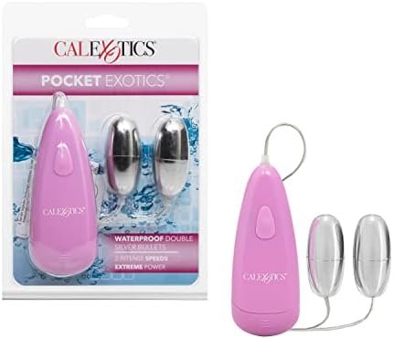 Calexotics Pocket Exotics Double Bullet Vibrator - Waterproof Sex Toys For Couples - Adult Vibe Massager Eggs - Pink