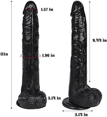 Softtoys - The Long Johnson - Adult Toy 100% Lifelike And Huge And 100% Feels Like Skin With Strong Suction Cup For Hands-Free G-Spot Anal Play (Black, Regular Width, 11 Inches Long) - Image 2