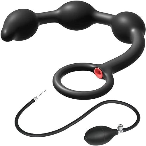 Inflatable Anal Beads Expand Silicone Inflatable Anal Butt Plug With 3 Balls Detachable Needle Adjustable Size Adult Sex Toy For Gay Lesbian Couple Masturbation