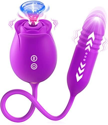 Rose Sex Toys For Women - Rose Sex Stimulator For Women With 18 Sucking Thrusting Modes, Upgraded Rose Sex Sucker Dildo G Spot Clitoral Vibrator, Adult Toys Vibrators Games For Women Couples Pleasure