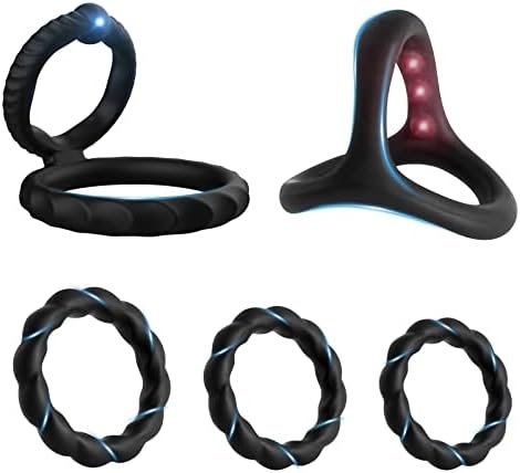 New Pc5 Silicone Penis Ring Combo Set, Enhance Erection Fun, Soft Silicone Penis Ring, Elasticity, Make Penis Longer, Harder, Longer Lasting Adult Sex Toys And Games.