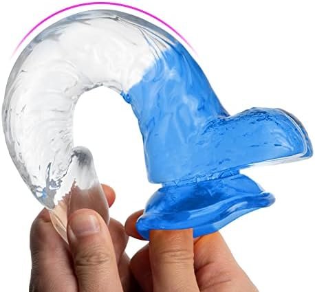 Realistic Jelly Dildo With Suction Cup, Romi Transparent G-Spot Dildo For Female Vaginal Stimulator Male Prostate Massage (Translucent Semi Blue) - Image 2