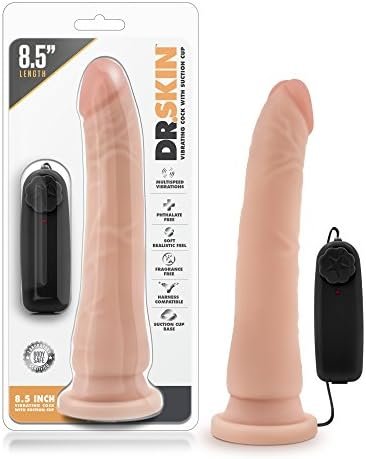Blush Dr. Skin - 8.5 Inch Lifelike Realistic Remote Control Vibrating Dildo - Slim 1.5In Width - Strap On Compatible Suction Cup For Hands Free Play - Multispeed Vibrator Sex Toy For Women Men - Beige