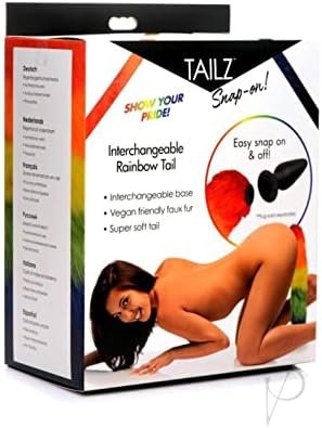 Tailz Snap-On Interchangeable 16.5 Inch Rainbow Fox Tail For Anal Plug | Thick Long And Furry Animal Tail For Women | Soft Vegan Friendly Faux Fur Tail | Butt Plug Sold Separately