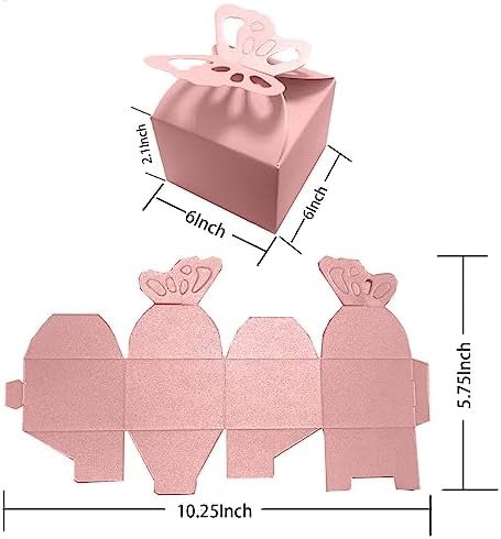 Tatibana Butterfly Favor Boxes, 50Pcs Girl Baby Shower Butterfly Candy Box Purple/Pink Butterfly Decorations Peal-Gloss Butterfly Gift Box Small Butterfly Gift Boxes For Party Favors (Purple) - Image 2