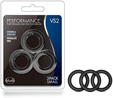 Blush Performance Vs2 - Puria Silicone Penis Cock Ring - Stretchy And Durable Erection Enhancing C-Rings Set - 1.25" Wide - Can Use With Strap On Harness - 3 Pack Male Enhancement Sex Toy - Black