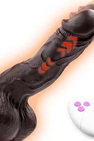 Realistic Thrusting Vibrating Dildo - 9 Inch Wriggling Black Dildos Vibrator For G Spot And Anal Play With Remote Control, Heating Silicone Dildo Adult Sex Toys For Women Men (Strong Suction Cup)