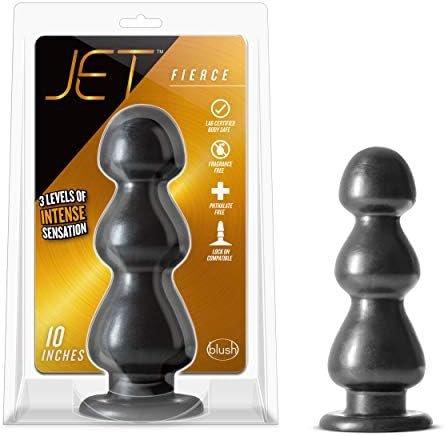 Blush Jet Fierce Plug - 10 Inch Huge Thick Anal Plug Probe Stretcher Dildo - Lock On Compatible - Sex Toy For Men Women Adults - Carbon Metallic Black