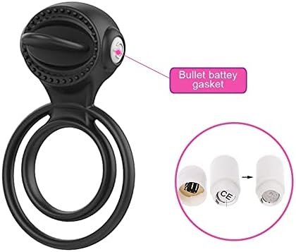 Couple Sexy Toy, Elastic Delay Ring, Vibrating Cock Stretchy Intense Clit Stimulation Premature Ejaculation Lock Vibrator (Black) - Image 2