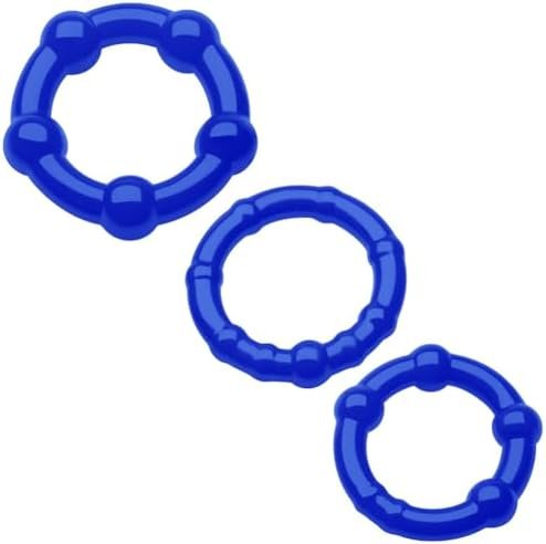 Penis Ring 3 Pcs Cock Rings Sets Tpe Delay Rings With Bumps For Longer Harder Stronger Erections Testicle Stretcher Adult Sex Toys Romi (Black)