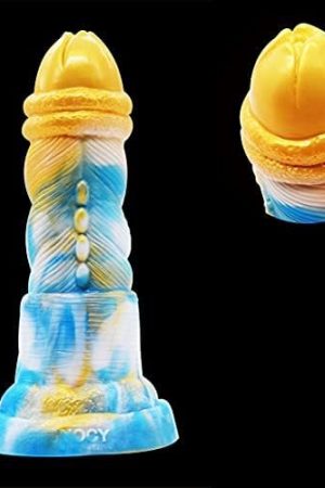 Soft Silicone Multi Color Flexible Alien Dildo Colorful Medium Size With Suction Base (Golden Color+Blue+White)