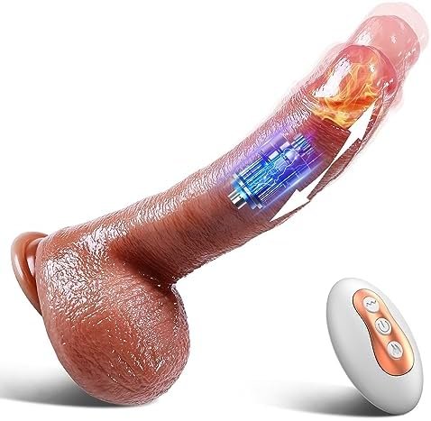 Thrusting Dildo Vibrator Sex Toys For Women - 8.7 Inch Realistic Dildo With 7 Thrusting Wriggling & 10 Vibration Heating Modes, Strong Suction Cup Dildo With Remote Control For G Spot Anal Vaginal