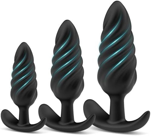 Anal Plug, Anal Training Kit, 3 Pcs Silicone Butt Plugs With Spiral, Anal Toys For Comfortable Long-Term Wear, Flared Base Prostate Sex Toys For Beginners And Advanced Players