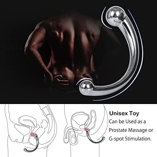 G-Spot Dildo,Xinbale Stainless Steel Curved Dual Ended Dildo, G-Spot P-Spot Stimulator For Anal Play Prostate Massage Masturbation Sex Toy For Couple - Image 2