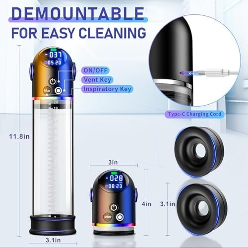 Electric Penis Pump Sex Toy - Automatic Dick Pump Enlargement Extension With 4 Suction Modes Digital Display Penis Enlarger Cock Vacuum Pumps For Ed Penis Stronger Trainer,Adult Sex Toys For Men Gift - Image 3