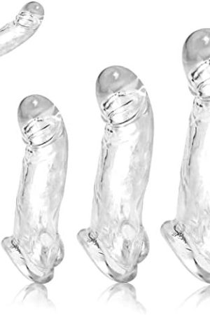 3 Sizes Penis Sleeves, Reusable Penis Sleeve Extender, Silicone Penis Extension, Odorless Cock Sleeve With Strap, Cock Enlarger, Male Penis Sex Toys, Dick Sleeves Set, Penis Sheath, Delay Ejaculation